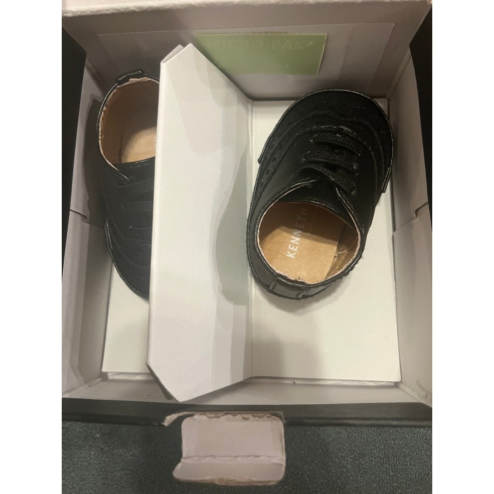 Kenneth Cole New York Black Leather Wingtip Oxford Baby Shoes Infant Size 1